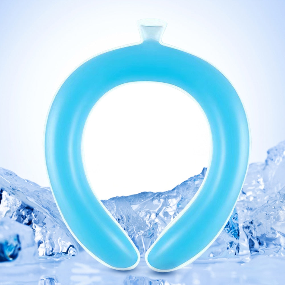 Portable Reuseable Neck Ice Gel Cooling Heat Relief Ring Cushion Tube for Women Men Kids for Summer with Carry Bag