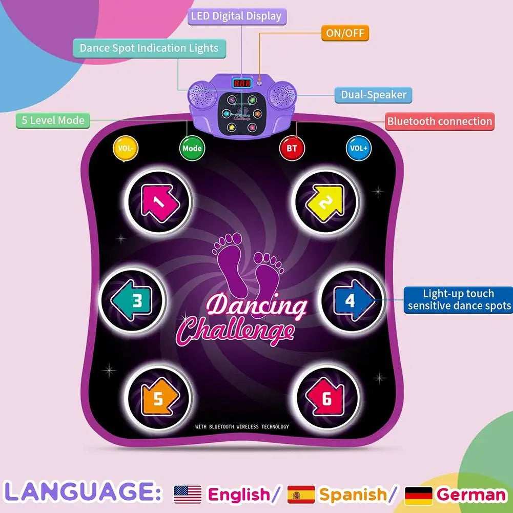 Bluetooth Electronic Light Up Musical Dance Game Mat Toys for Kids Adults