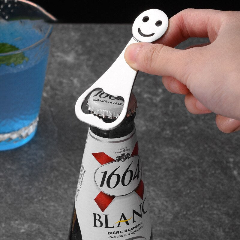 Stainless Steel Metal Smiling Face Beer Bottle Top Opener 2 Pack
