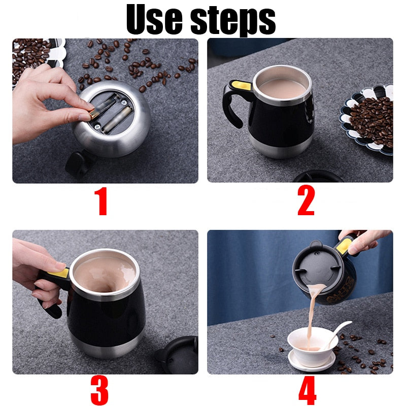 Electric Self Stirring Magnetic Stainless Steel Thermal Beverage Mug