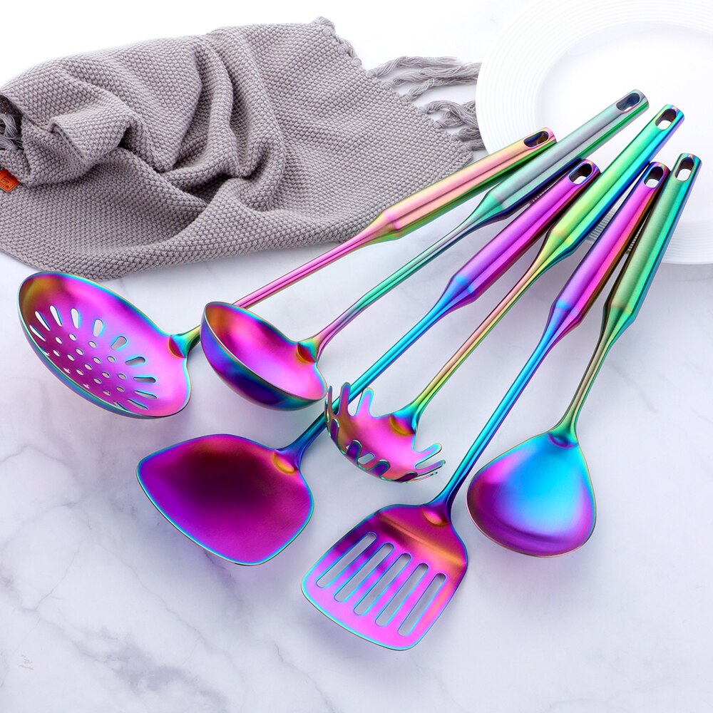 Rainbow Titanium Stainless Steel Cooking Kitchen Utensils Set