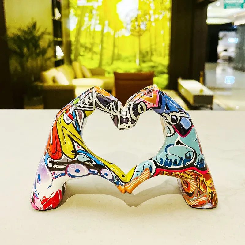 Colorful Black White Red Universal Love Gesture Resin Craft Home Decor Hands Status Sculpture Artwork for Room Decor