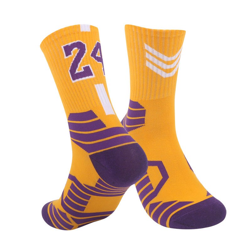 Basketball Running Sneaker Sports Graphic Athletic Player Numbers Team Spirit Colors Crew Socks for Boys, Girls, Men, Women 2 Pack