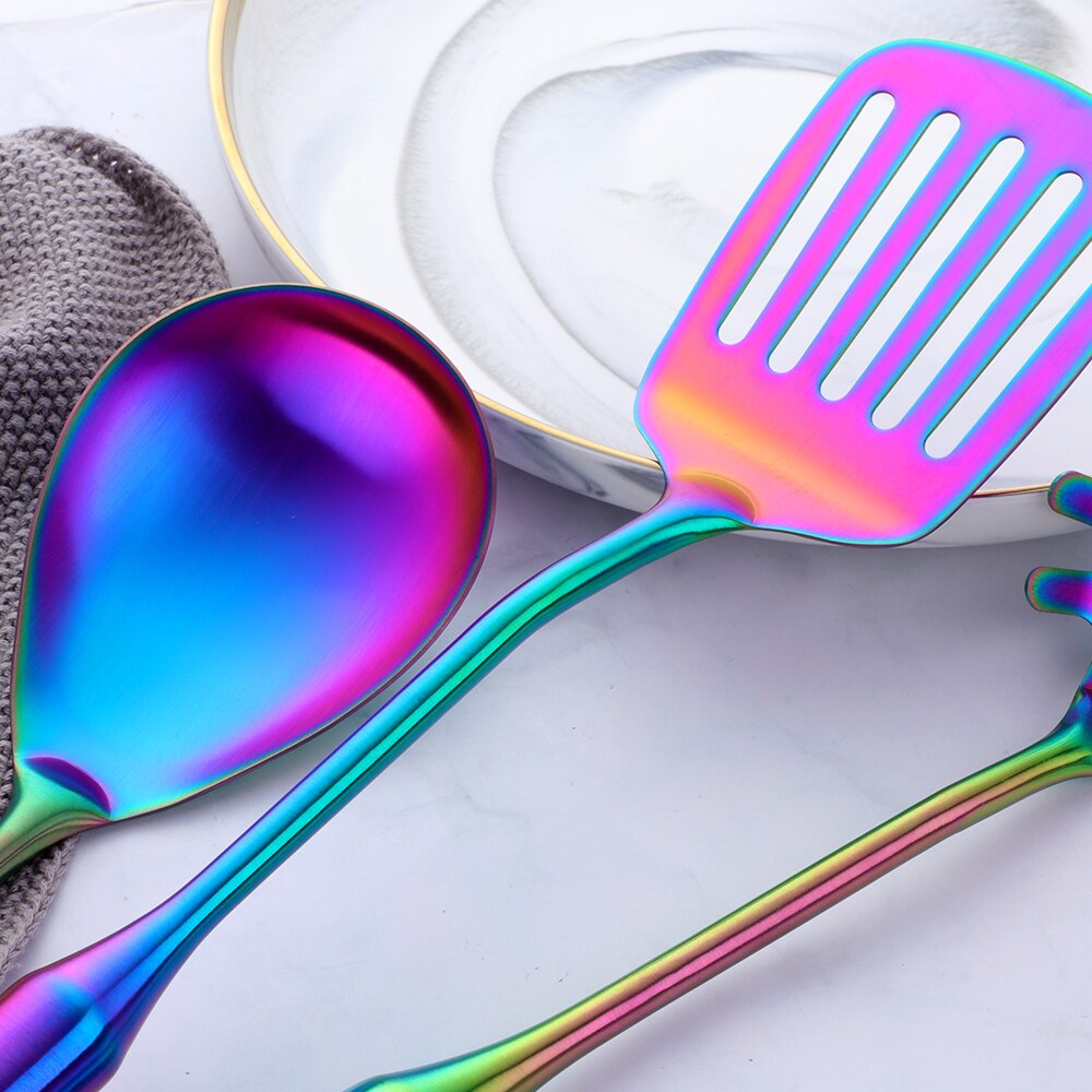 Rainbow Titanium Stainless Steel Cooking Kitchen Utensils Set