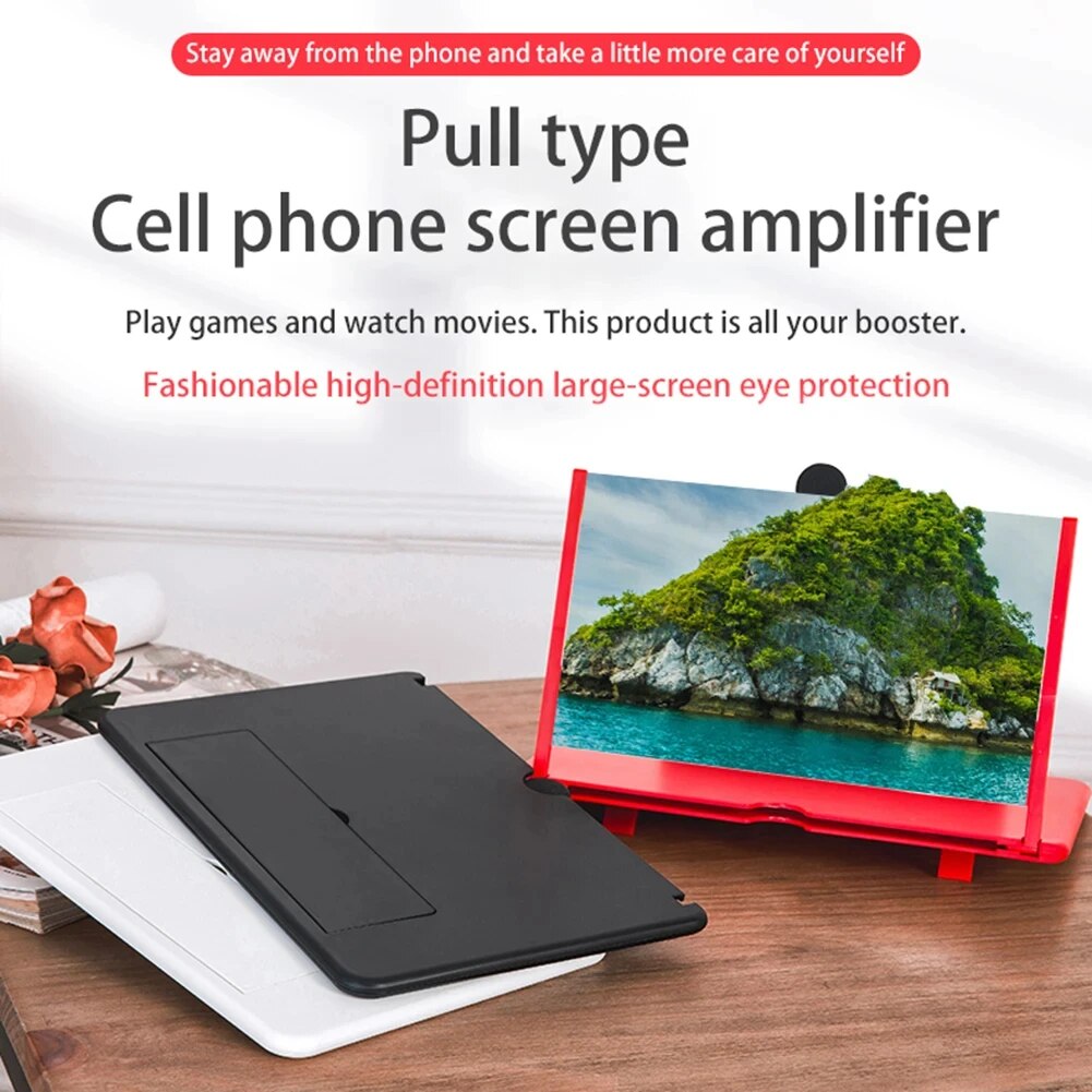 14 Inch 3D HD Mobile Universal Foldable Phone Screen Amplifier Magnifier Projector Screen Stand for Enlarging Movies Video Games Reading Compatible with All Phones