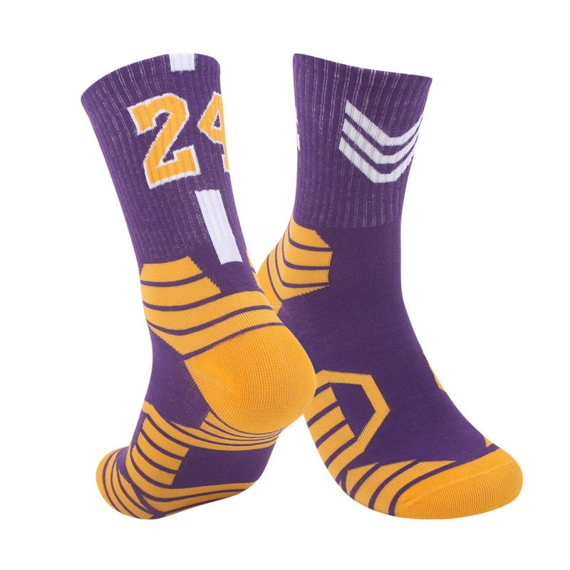 Basketball Running Sneaker Sports Graphic Athletic Player Numbers Team Spirit Colors Crew Socks for Boys, Girls, Men, Women 2 Pack