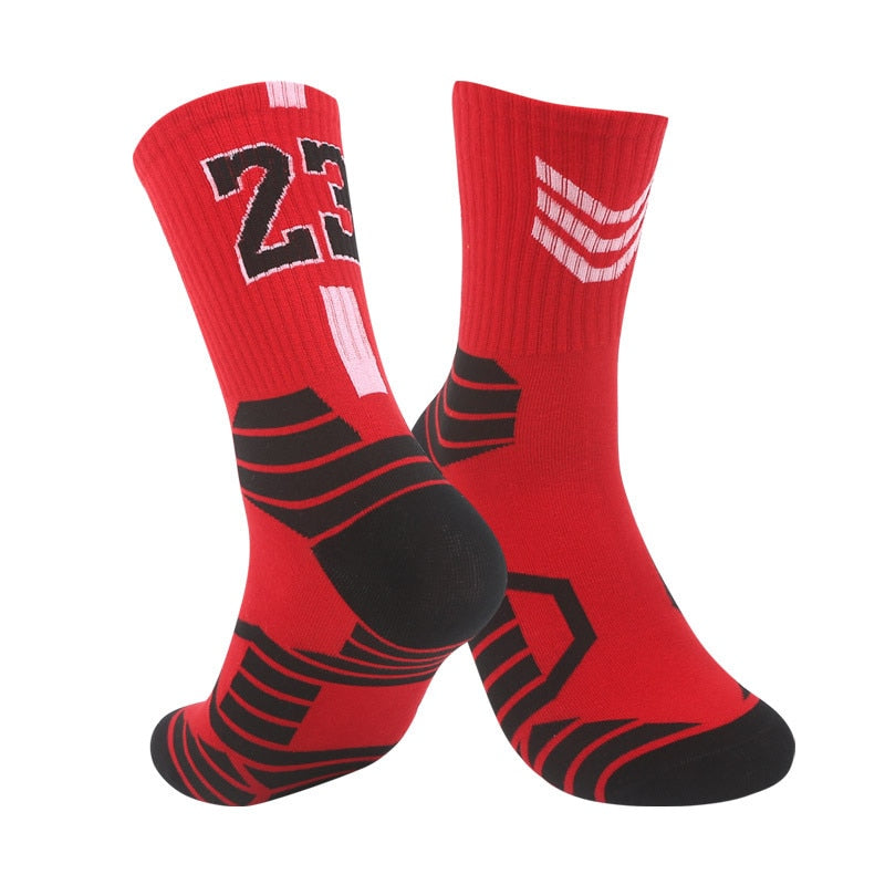 Basketball Running Sneaker Sports Graphic Athletic Player Numbers Team Spirit Colors Crew Socks for Boys, Girls, Men, Women 2 Pack