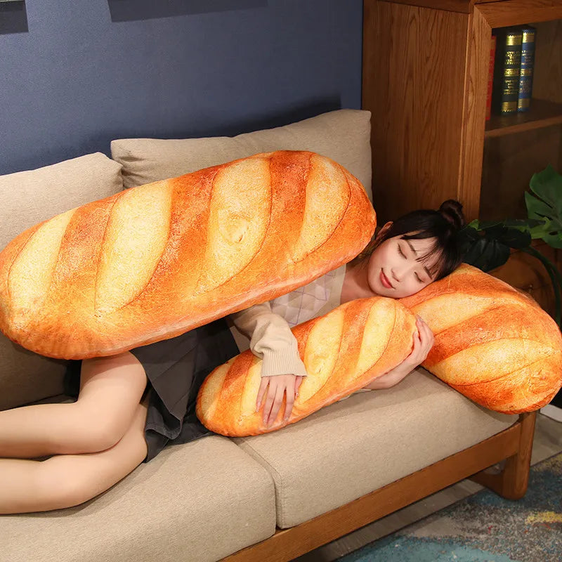 French Bread Toast 3D Big Baggette Decorative Food Designed Plush Soft Sleeping Throw Gift Pillows