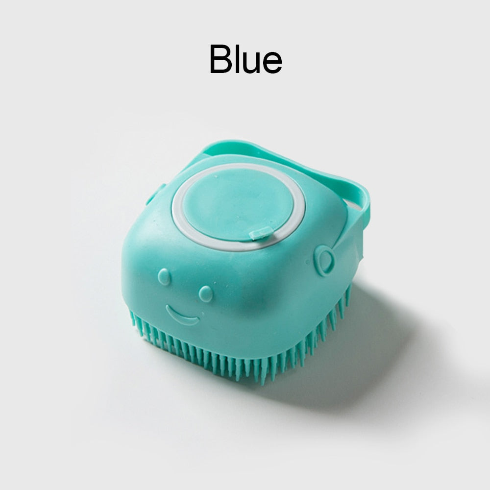 Pet Dog Cat Shampoo Soft Silicone Dispensing Bath Grooming Dog Brush Massager