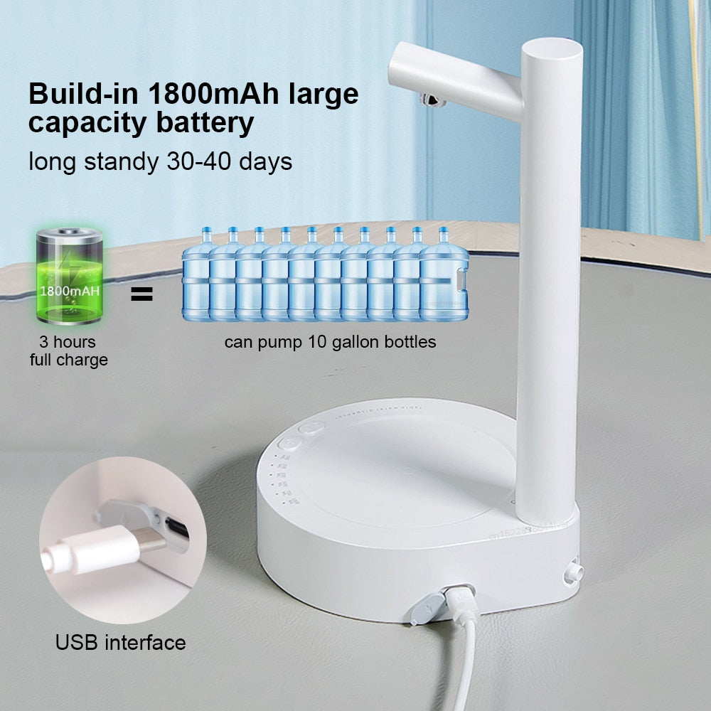 Smart Universal Portable Desktop Water Pump Dispenser with Rechargeable Battery