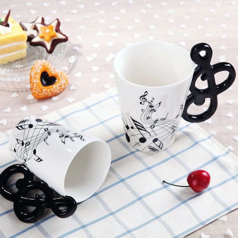 Creative Music Note Violin Piano Guitar Bass Ceramic Novelty Gift Coffee Tea Beverage Mug Cups