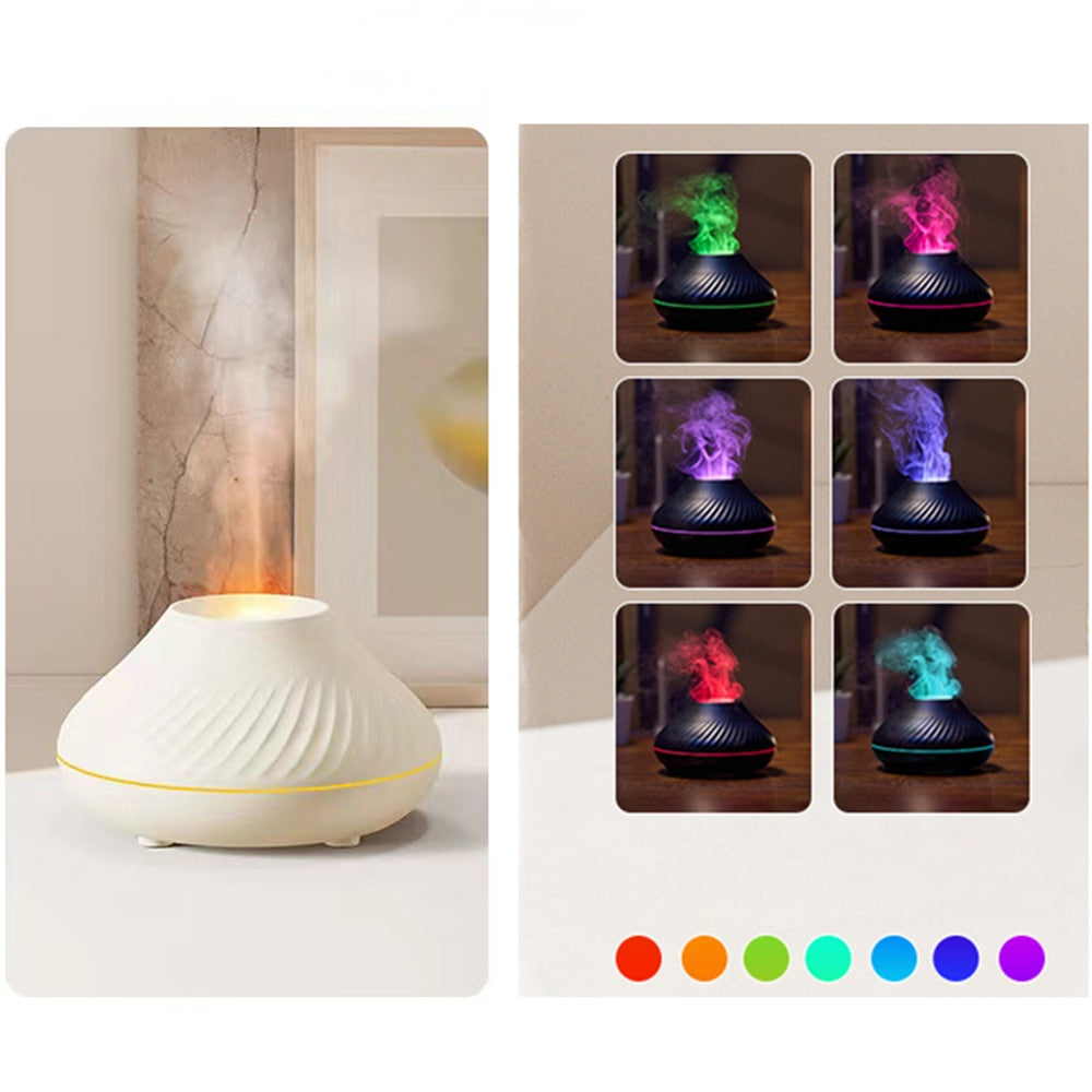Volcanic Flame Essential Oil Aroma Humidifier Diffuser With LED Night Light