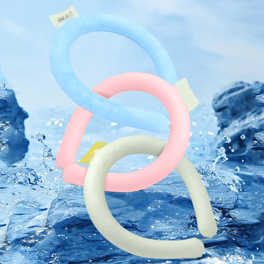 Portable Reuseable Neck Ice Gel Cooling Heat Relief Ring Cushion Tube for Women Men Kids for Summer with Carry Bag