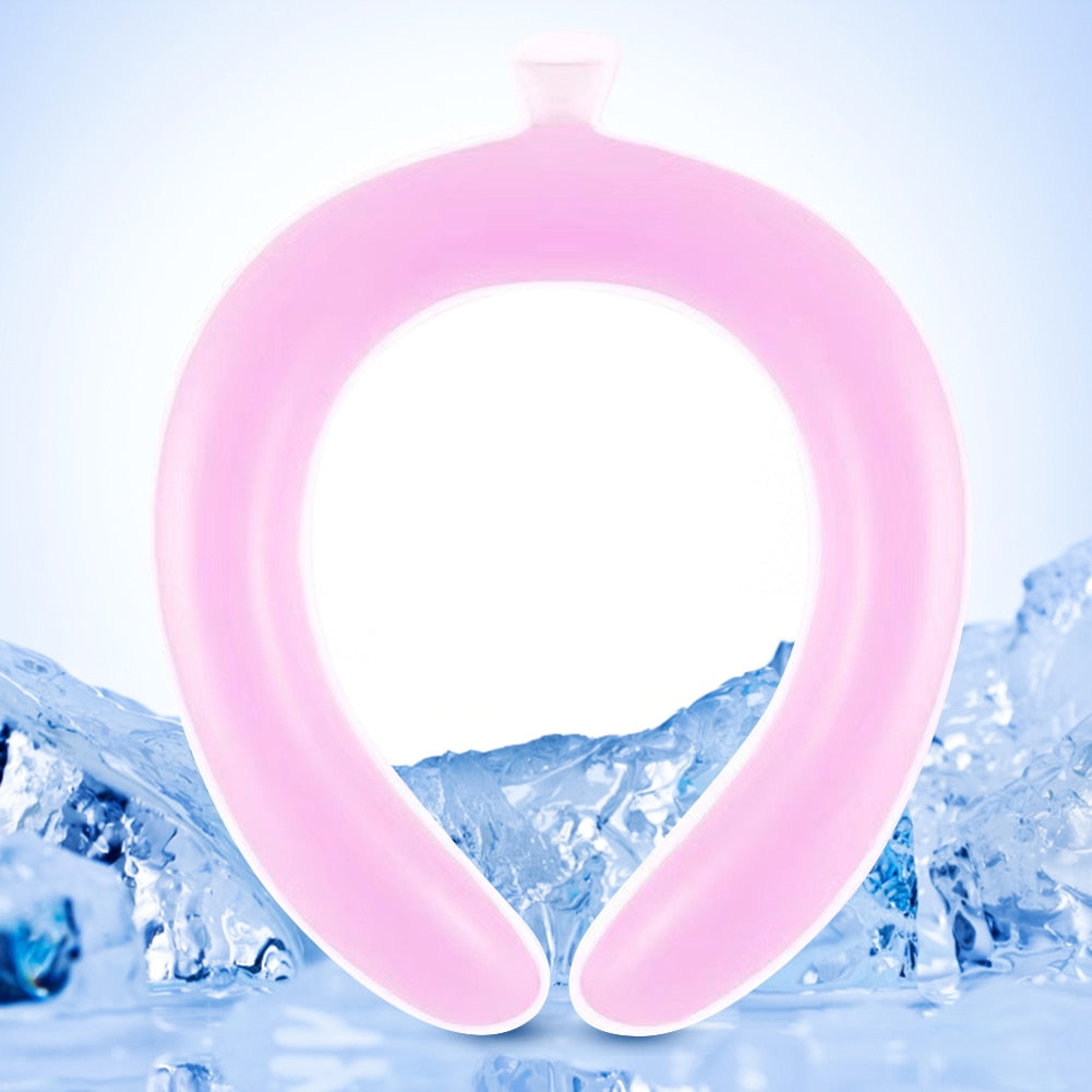 Portable Reuseable Neck Ice Gel Cooling Heat Relief Ring Cushion Tube for Women Men Kids for Summer with Carry Bag