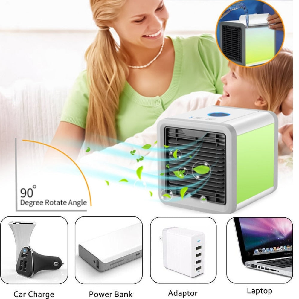 Portable Air Conditioners, Mini Air Conditioner Personal Evaporative Air Cooler with 4 Speeds 7 Colors, 600ML Portable Ac Unit Fan 2 Cool Mist Cooling Fan for Room Office Car7 LED Colors