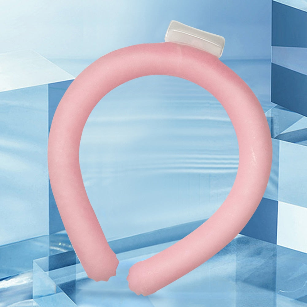 Portable Reuseable Neck Ice Gel Cooling Heat Relief Ring Cushion Tube for Women Men Kids for Summer with Carry Bag