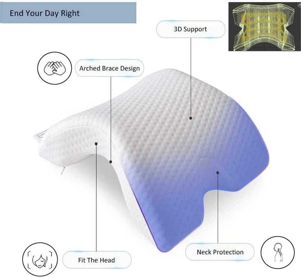 Curved U-Shaped Memory Neck Foam Orthopedic Ergonomic Back Pillow for Sleep and Sitting