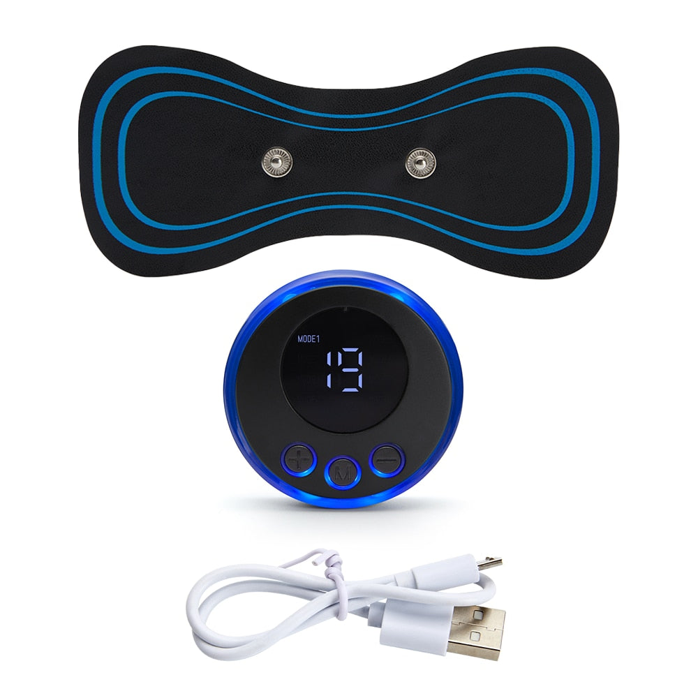 Portable Mini LCD Display EMS Electric Neck Back Body Relief Foot Massager with Pads and Remote Control