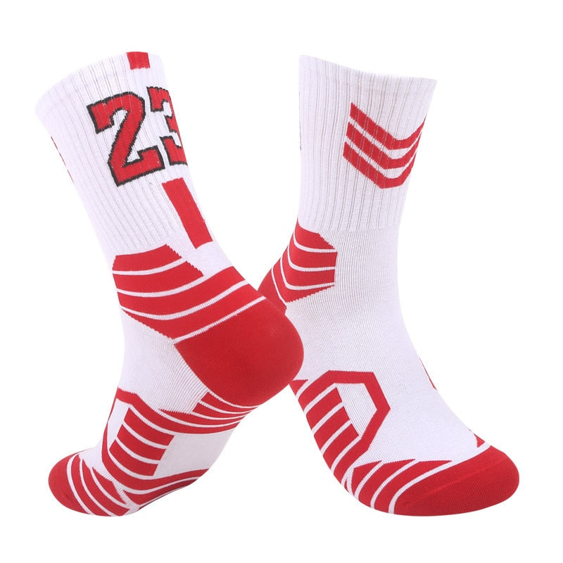 Basketball Running Sneaker Sports Graphic Athletic Player Numbers Team Spirit Colors Crew Socks for Boys, Girls, Men, Women 2 Pack