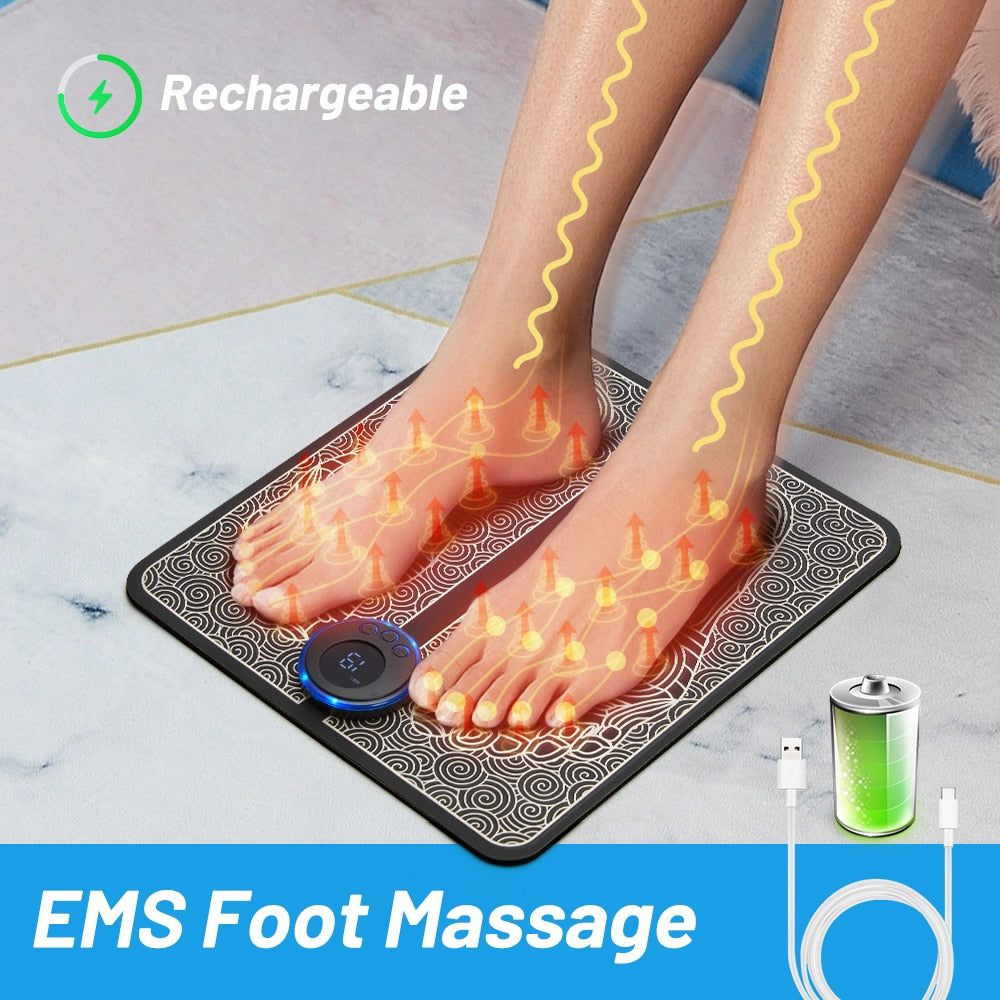 Portable Mini LCD Display EMS Electric Neck Back Body Relief Foot Massager with Pads and Remote Control