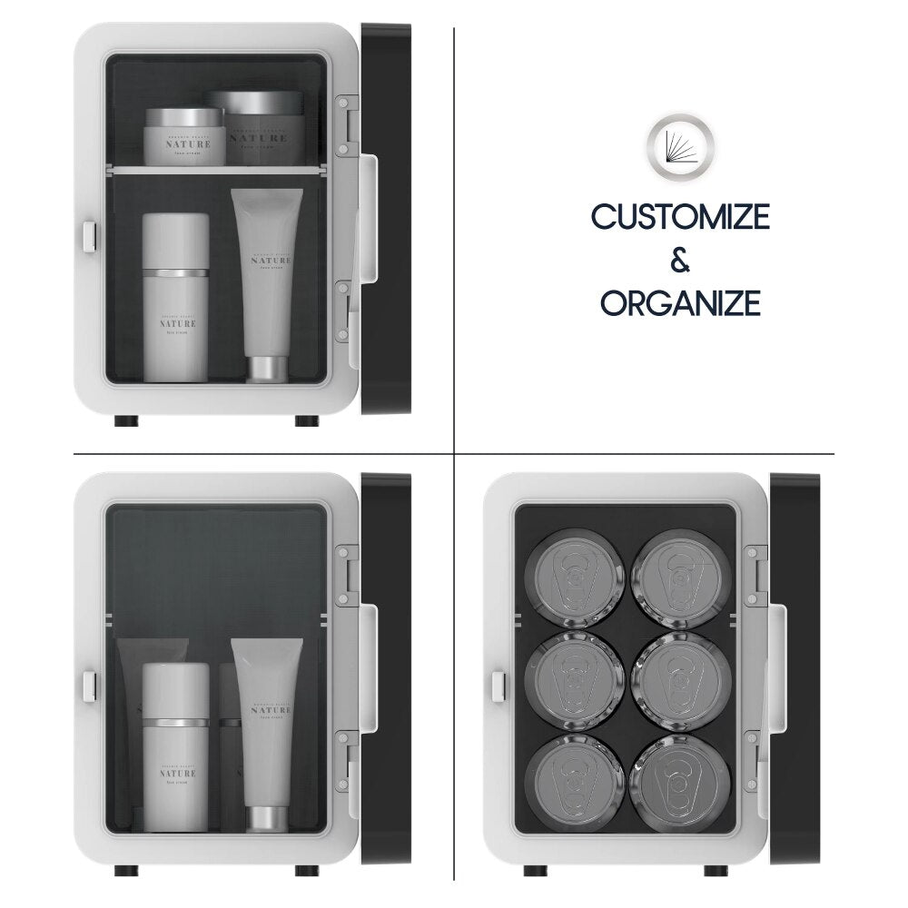 Beauty LED Makeup Skincare Food Snacks Drinks Mirror Mini Portable Fridge for Kitchen Room with Touch-Control Light