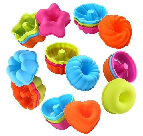 Silicone Nonstick 2 3/4 inches Non-Stick Dishwasher Oven Safe Donut Mold and Cake Baking Cups 24 Pieces