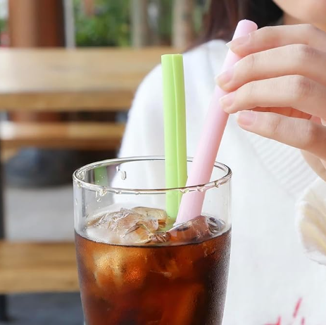Silicone Openable Reusable BPA Free Drink Straws 5-PK