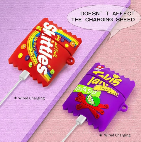 Air Pod Protective Silicone Snack Candy Cookie Coke Reeses Takis Bubble Gum 3D Design Cases with Keychain