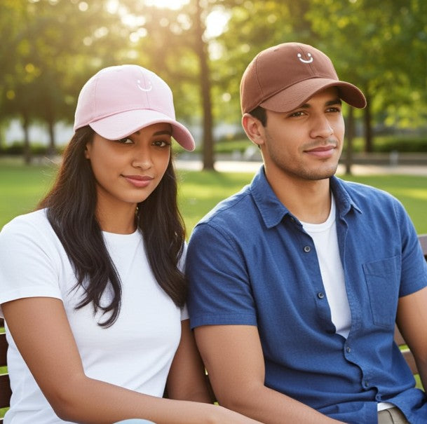 Smiley Face Adjustable Soft Cotten Baseball Cap Hat for Women Men Kids for Heat Sun Protection