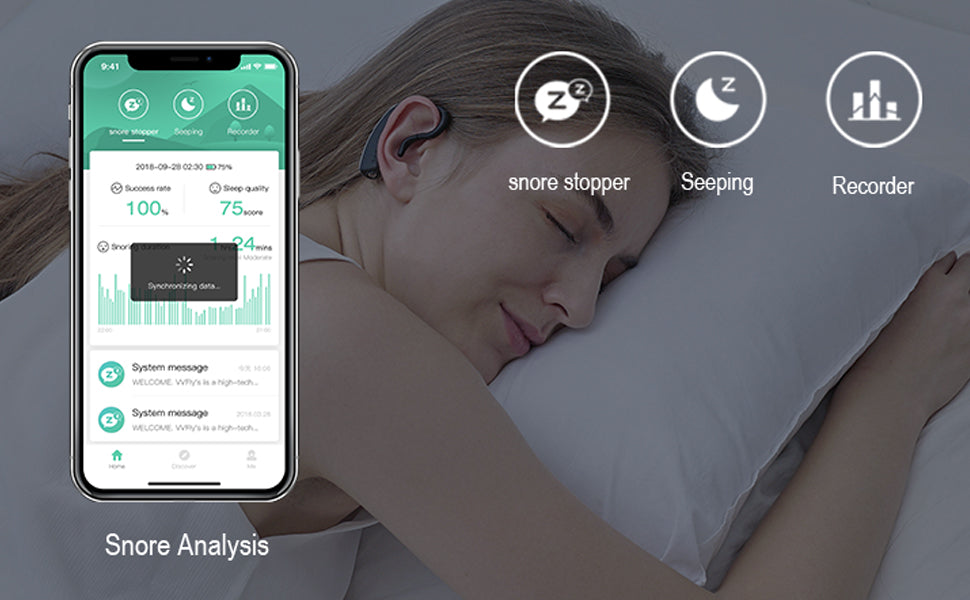 Anti-snoring Bluetooth Sound Sleep Aid Health Device Ear Set Snore Stopper with Phone App