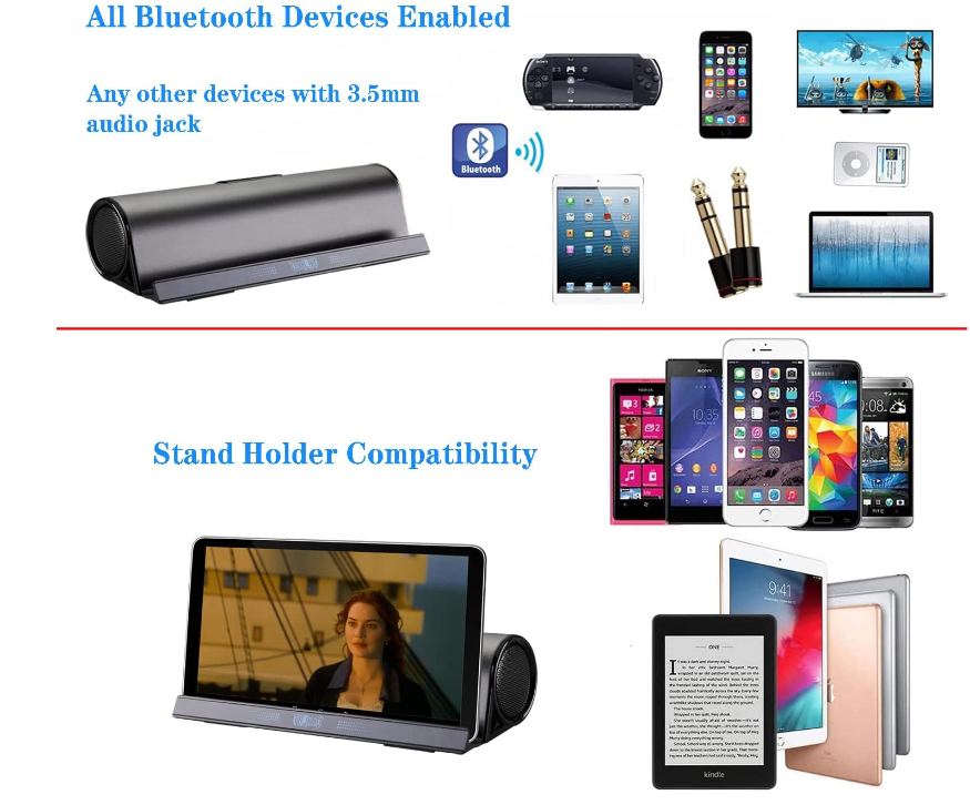 Wireless Bluetooth Bass Portable Outdoor Speakers with Holder Doc Stand for Phone Tablet iPad