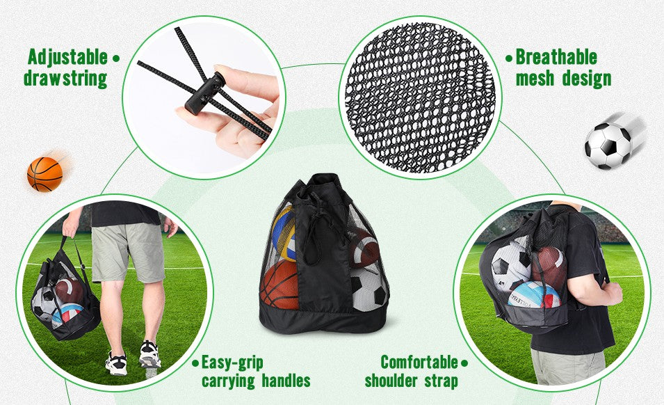 4 Pcs Sport Balls Set Official Size Athletic Balls Include Soccer, Football, Basketball, Volleyball for Indoor Outdoor Game Activities with Mesh Bag and Pump