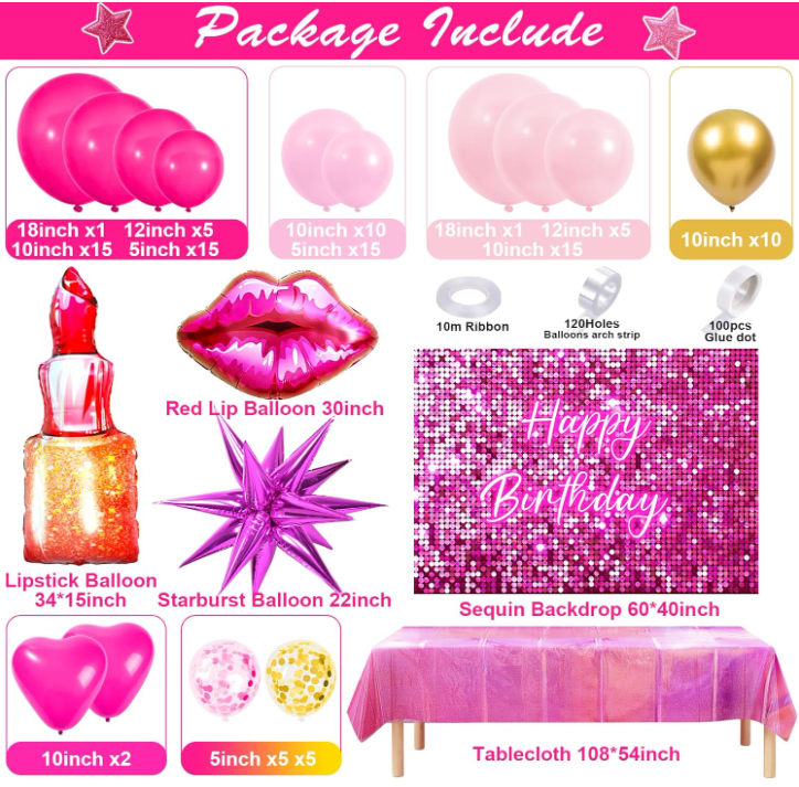 Birthday Pink Green Blue Yellow Purple Sparkly Sequin Party Decorations for Girls Women Boys Men Baby Shower with Balloons Arch 50-102 Pieces