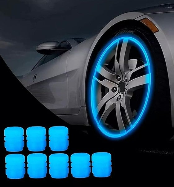 Car Truck Bike Auto Luminous Fluorescent Green Blue Yellow Orange Red Night Glow in the dark Tire Valve Caps for Halloween Auto Decor