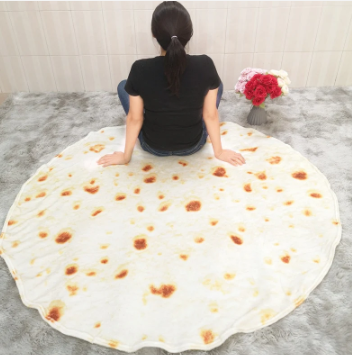 Tortilla Double Sided Print Round Fleece Flannel Linen Blanket Plush Soft Throw for Pets Baby Blanket Bedspread Sofa Couch Chair