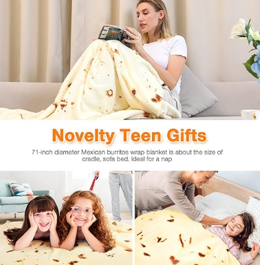 Tortilla Double Sided Print Round Fleece Flannel Linen Blanket Plush Soft Throw for Pets Baby Blanket Bedspread Sofa Couch Chair
