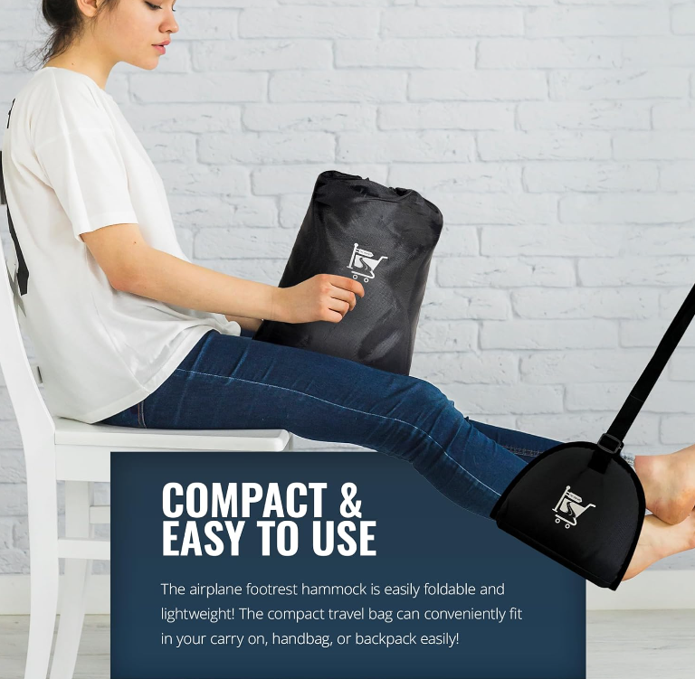 Airplane Travel Foot Hammock with Sleep Mask and Earplug