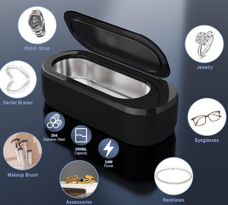 Ultrasonic High Frequency Vibrating Professional Portable Jewelry Eyeglass Retainers Denture Cleaning Machine