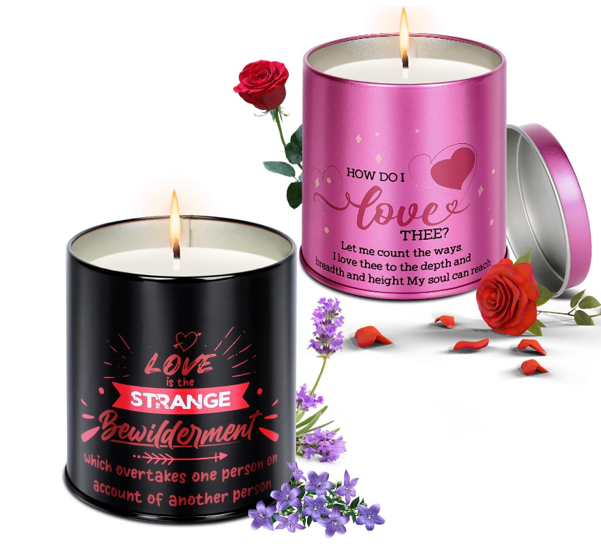 Birthday Anniversary Gifts for Him and Her Romantic Couple Aromatherapy Scented Candles 2 Pack