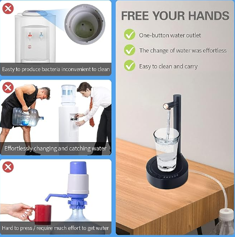 Smart Universal Portable Desktop Water Pump Dispenser with Rechargeable Battery