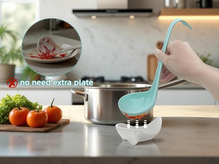 Soup Ladle Colander with Detachable base Kitchen Cooking Big Spoon Cute Whale Design Funny Kitchen Gadgets