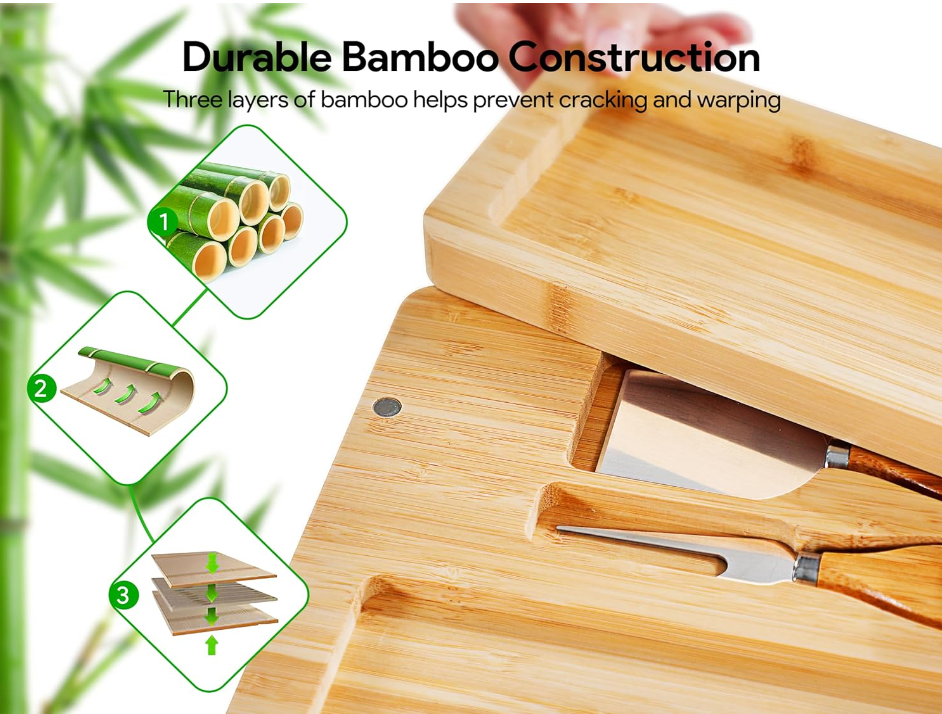 Creative Bamboo Wooden Bridge Leaf Sushi Bakery Cheese Charcuterie Pumpkin Cofin Board with Knife Serving Tray Set