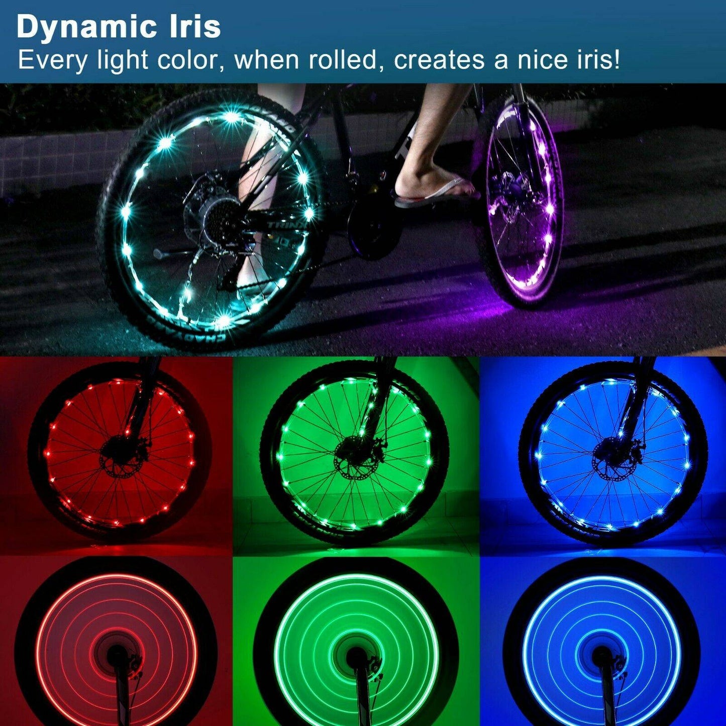 LED Waterproof Rechargeable USB Bike Bicycle Wheel Spoke Handlebar Tassell Lights for Decoration Safety Strip Light with 7 Colors Kids Adult- 2 Pack