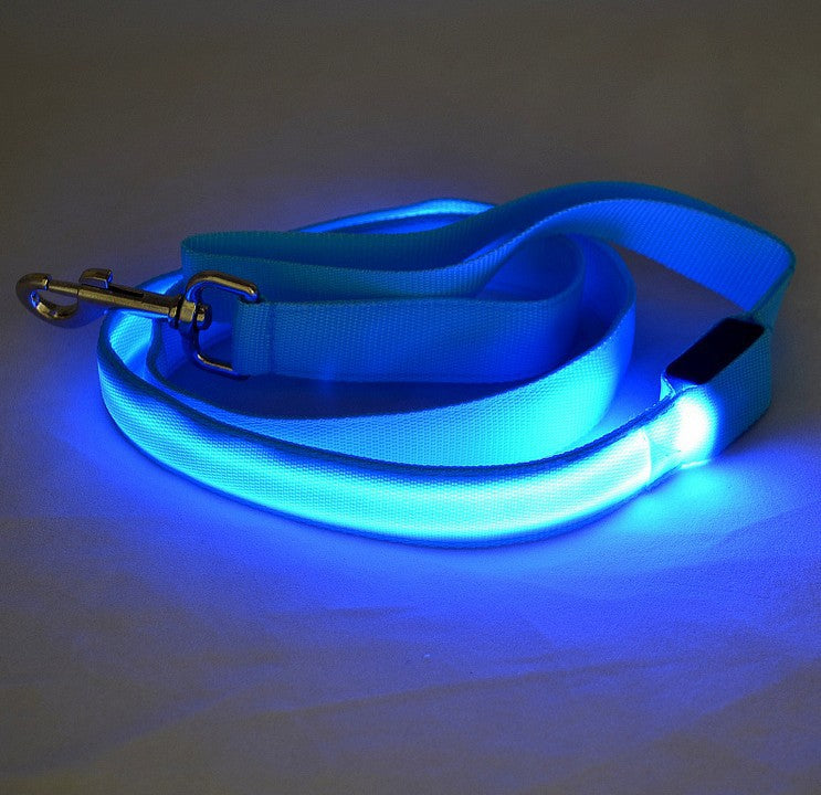 LED Light Up USB Rechargeable Waterproof Colorful Blue Red Orange Pink Green Yellow Luminous Traction Dog Leash for Safety