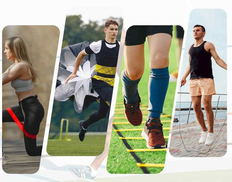 Agility Speed Training Equipment Set Agility Ladder with Steel Spikes Resistance Bands Cones, Jump Rope, Running Resistance Umbrella for Kids Teens Adults