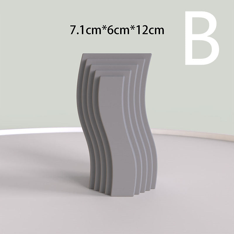 Unique Shaped Striped Candle Holder
