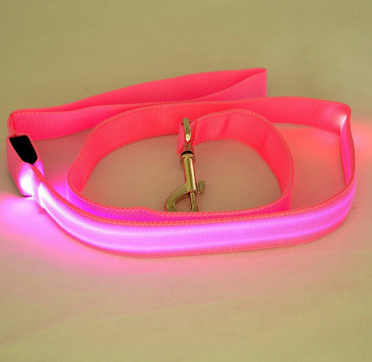 LED Light Up USB Rechargeable Waterproof Colorful Blue Red Orange Pink Green Yellow Luminous Traction Dog Leash for Safety