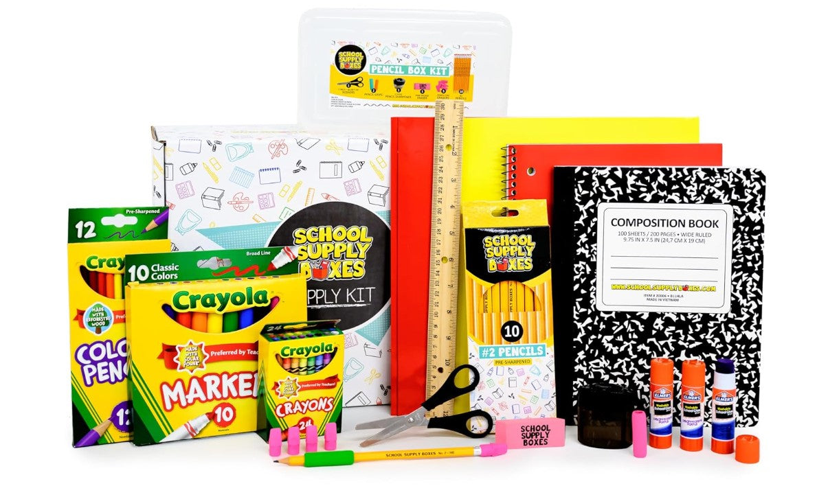 Back to School Barbie Art Supply Essentials Box Kit with Copy Books Pencils Markers Crayons Grades K-5 -32 Pieces