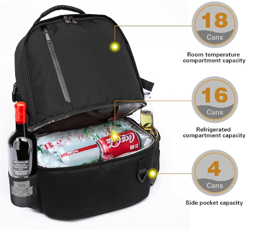 Insulated Lightweight Double Deck Leakproof Cooler Backpack Bag for Beach Picnic Hiking Camping