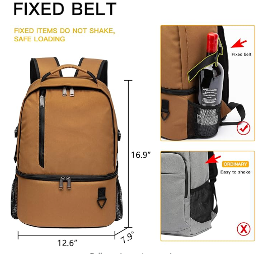 Insulated Lightweight Double Deck Leakproof Cooler Backpack Bag for Beach Picnic Hiking Camping